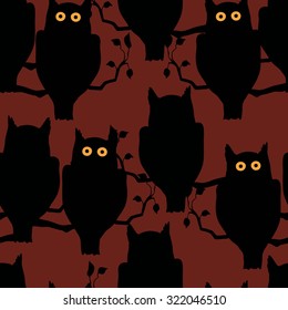 background with silhouettes of owls