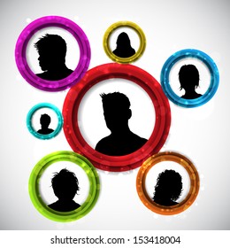 Background with silhouettes of people avatars