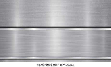 Fondo en colores plateados y grises, formado por una brillante superficie metálica y una plancha horizontal pulida situada debajo, con textura metálica, bombillas y bordes quemados