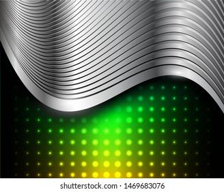 Background silver green, 3D shiny metallic with dots pattern, vector illustration.
