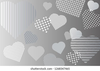 Background with silver hearts for Valentines Day greeting card. Vector illustration EPS10