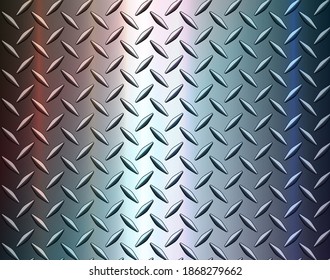 Background silver metallic, 3d chrome vector design with diamond plate opalescence metal texture.