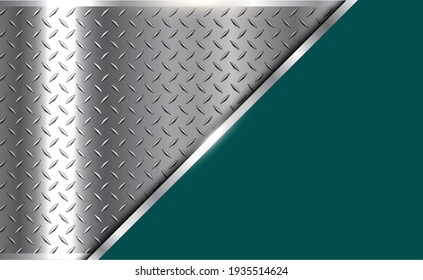 Background Silver Metallic, 3d Chrome Vector Design With Diamond Plate Sheet Metal Texture.