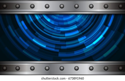 Metálico plateado de fondo con patrón circular abstracto dentro, ilustración vectorial 3D