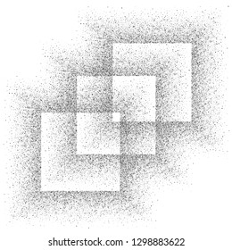 Background of silver squares with sparkles on a white background. Silver glitter confetti with glitter square frame.