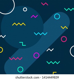 Background. Simple Abstract Geometric Backdrop in flat design with circles, wave lines and zigzag. Vector illustration