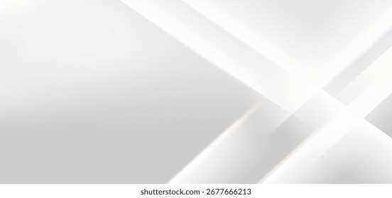 El fondo es un estilo abstracto blanco-gris simple y limpio. Las líneas superpuestas en varios ángulos crean una apariencia dimensional y fluida. El ambiente general es luminoso y lujoso.