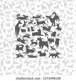 background with simple dog silhouettes