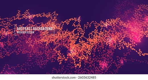 Background with simple geometric elements. A template for placing text. Big date, processing of digital information flow. A banner for a business presentation. Background of the current of particles.