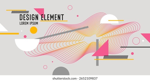 Background with simple geometric elements. A template for placing text. Big date, processing of digital information flow. A banner for a business presentation.