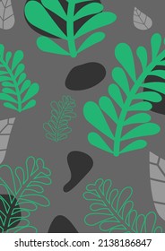 Background with simple green plants and leaves