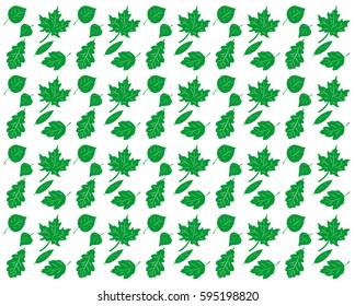 Background of six green leaves