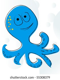 Background sketch with a cute octopus