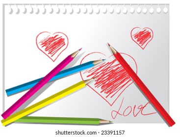  Background with sketch of Valentine's hearts