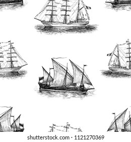 Background of sketches of sailing vessels