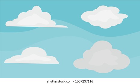 Background. The sky is blue with white clouds.  Form, template for design. Available space.