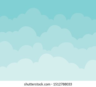 Background sky and cloud with green color. cartoon background 