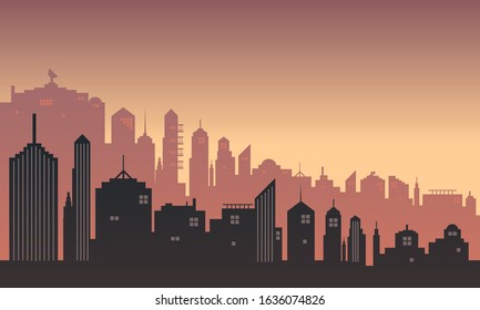 Background of the sky at dusk of a city