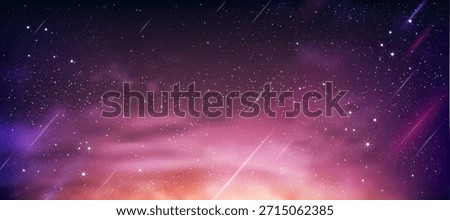 Background Sky Night in Purple Blue. Universe Starry Fantasy Background for Ramadan. Backdrop Star Light Abstract Pattern. Nature Space with Stars Field for Eid Mubarak Banner