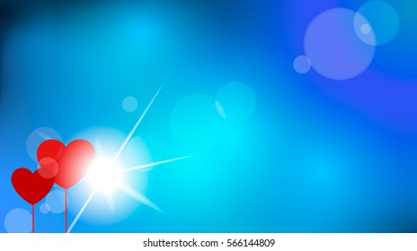 Background sky with two red hearts