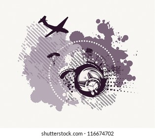 background with skydiver jumped from the plane