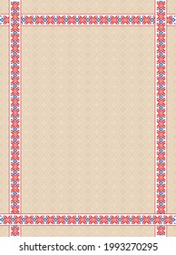 Background with Slavic patterns and frame from ancient ornaments