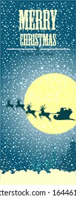 Background with SantaÃ¢Â?Â?s sleigh, Christmas tree and stars