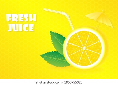 Background with slice of lemon citrus fruit Concept of food background