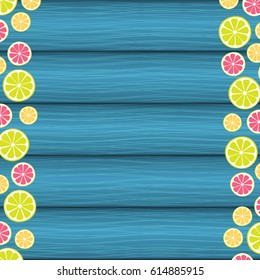 Background with slice of  lemon, orange,  lime.  Inscription design template with citrus and space for text.  Vector illustration Eps 10