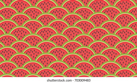 Background with slices of watermelon, summer pattern