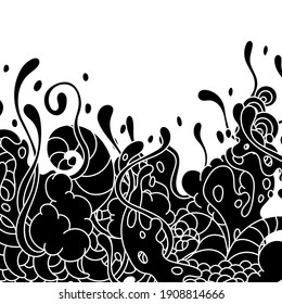 Background with slime and tentacles. Urban black abstract cartoon illustration.