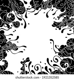 Background with slime and tentacles. Urban black abstract cartoon illustration.