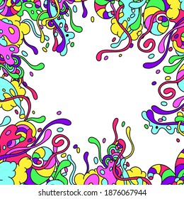 Background with slime and tentacles. Urban colorful abstract cartoon illustration.