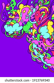 Background with slime and tentacles. Urban colorful abstract cartoon illustration.