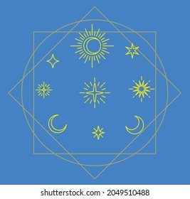 Background with small and big stars. Modern geometric abstract illustration with stars.