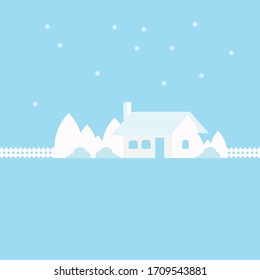 Background of small rural house. Rural house in flat design. Vector illustration eps 10.
