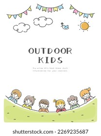 Background of smiling children outdoors.