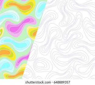 Background of smooth curved lines and curved figures.Space for text.Vector illustration. Flat 