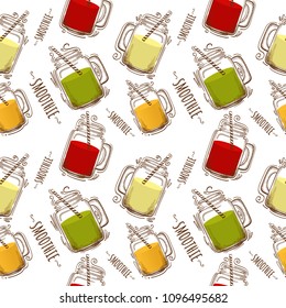 Background Smoothie or milkshake in jars. Pattern Can use for cocktail menu bar. Vector illustration EPS 10