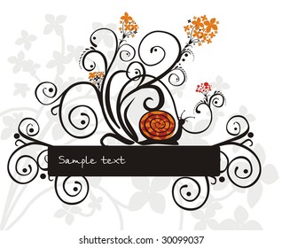Background with snail and plants