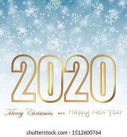 background with snow fall and greetings for christmas and New Year 2020