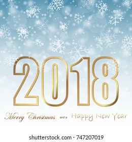 background with snow fall and greetings for christmas and New Year 2018