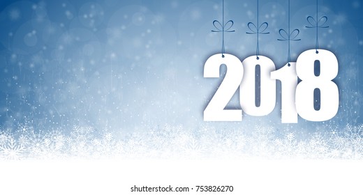 background with snow fall and greetings for christmas and New Year 2018