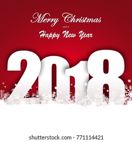 background with snow fall and greetings for christmas and New Year 2018