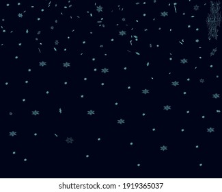 Background with snow. Many decorative snowflakes on a dark background. Vector illustration