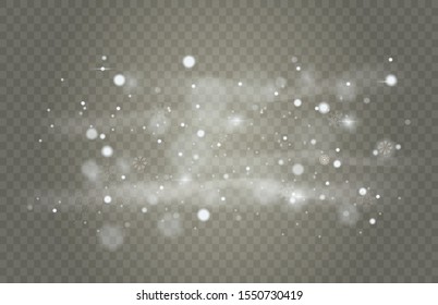 Background.  Snowfall Winter Christmas background on a transparent background.
