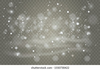 Background.  Snowfall Winter Christmas background on a transparent background.