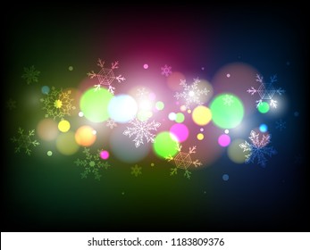 background snowflake and light bokeh, Christmas, happy New year