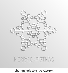 Background with snowflake and Shadow. Merry Christmas Greetings card.