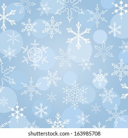Background with snowflake winter icons. Christmas texture.
